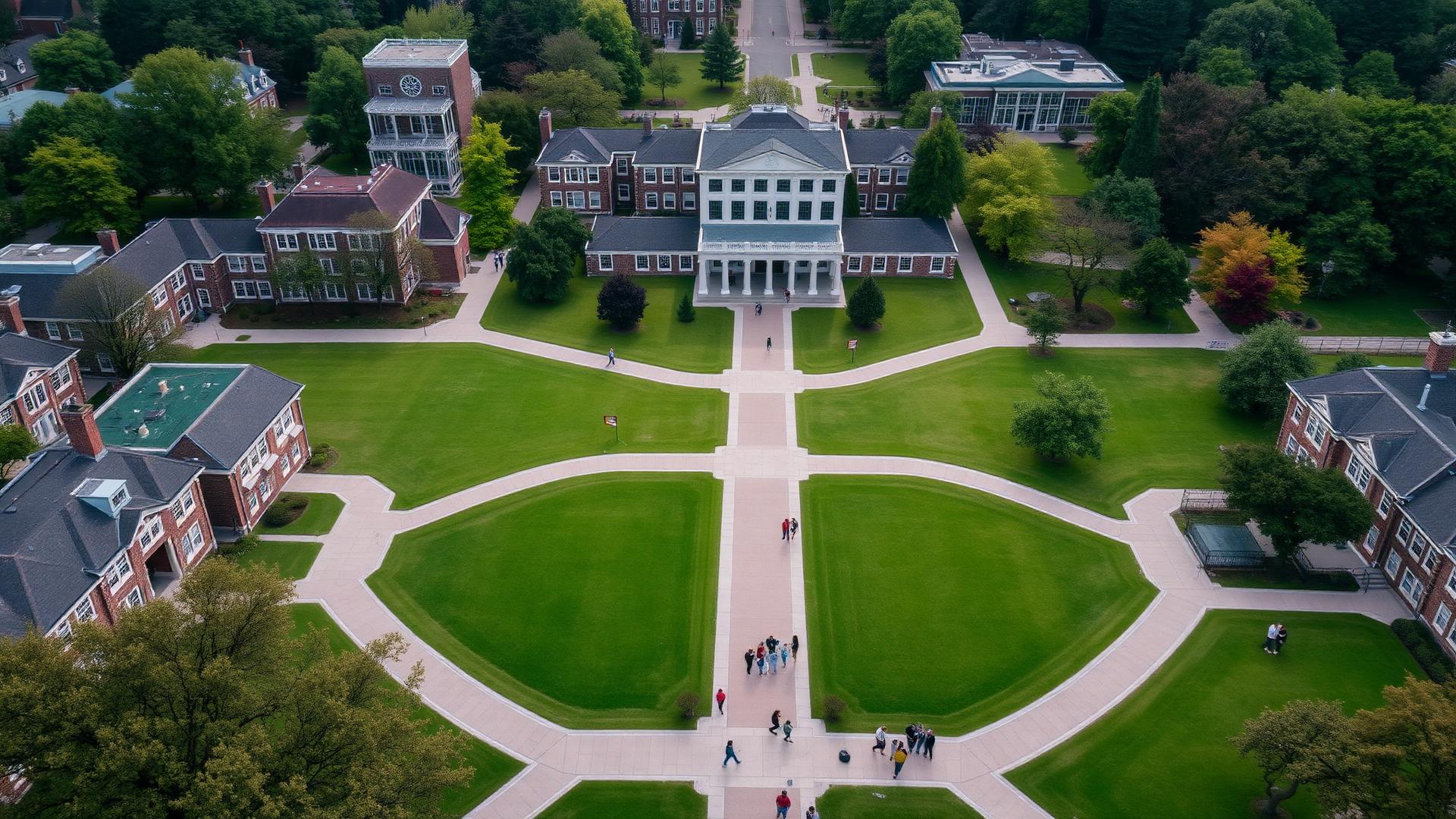 University campus buildings and grounds.