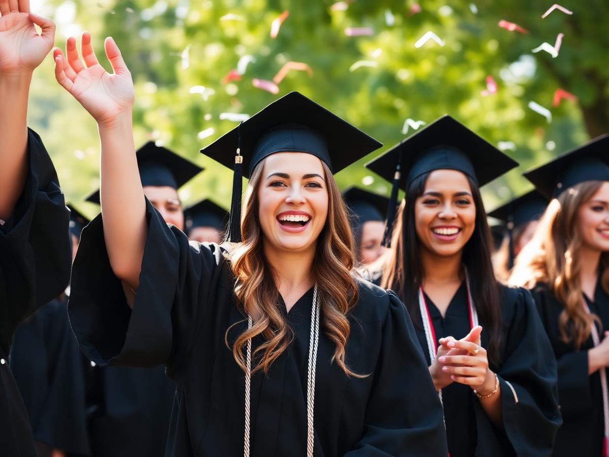 Graduates celebrating at the university convocation ceremony.